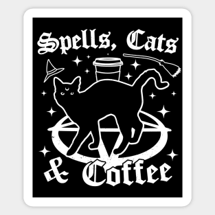 Spells Cats and Coffee - Gothic Pastel Goth Cat Lover Witch Sticker